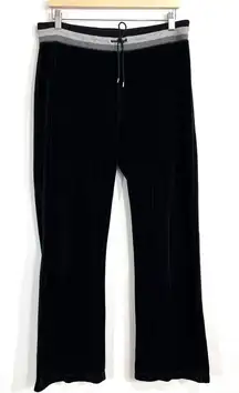 Jones New York Sport Women Large Black Velvet Wide‎ Sweatpant Casual Athleisure