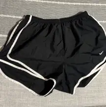 Nike Dri Fit Running Shorts Black White Women's Size L Athletic Gym Workout