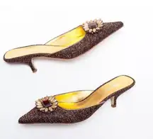 MIU MIU embellished Printed Mules luxury designer vintage only found in archive.