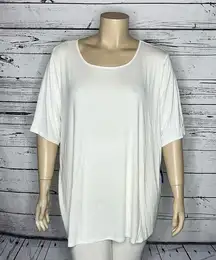 Apt. 9 NWT Women’s Plus Sz 3X White Elbow Sleeve Essential Rayon Knit Top Shirt