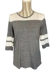 Charlotte Russe Women’s Gray Color Block Casual Short Sleeve T-Shirt Size Small