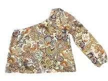 SHEIN Boho One Shoulder Paisley‎ Lantern Sleeve Blouse - Women's Large