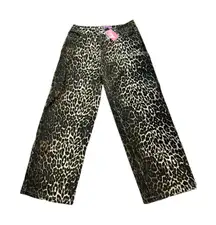 Edikted Women's M Leopard Print Straight Wide Leg Pants NWT