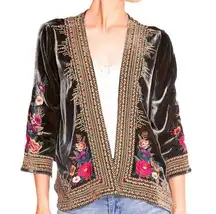 Johnny Was heavily embroidered KATINA VELVET BOLERO NWT