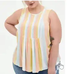 Torrid Women's Size 2X Multicolor Pastel Rainbow Striped Gauze Smocked Tank Top