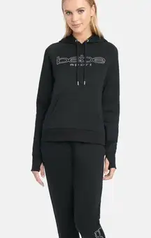 NWT bebe Sport Black Embroidered Logo Pullover Drawstring Hoodie Size Medium