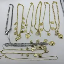 Lot Mixed Heart Charm Necklaces Bracelets Gold Silver Tone Costume Jewelry