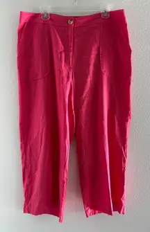 Jones New York Pants Womens 12 Pink‎ Wide Leg Linen Blend Career Coastal Resort