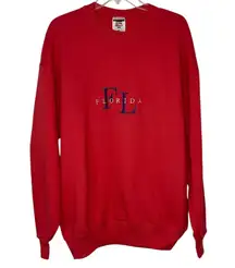 Jerzees Sweater XL Vintage Florida Spellout Embroidered State Location Crewneck