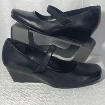 Ecco Black Mary Jane Wedge Shoes women sz 39 / US 8.5