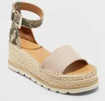 Universal Thread Snakeskin Print Espadrille Wedge Sandals Ankle Strap Size 8.5