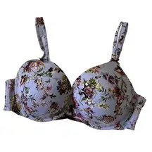 Cacique Blue Floral Underwired Push Up Bra Women's Size 40D | 52-35