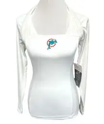 NFL  Team Couture Miami Dolphins Mesh Neck Long Sleeve Shirt White Size X-Small