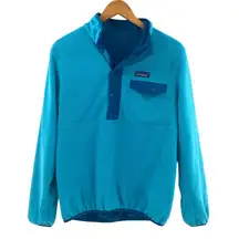 Patagonia Women's Size M Synchilla Reversible‎ T Snap Fleece Teal Aqua Blue Rare