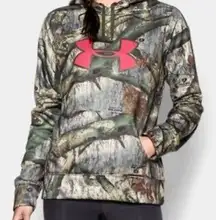 Under Armour  Mossy Oak Treestand camo print hoodie with big pink logo size L