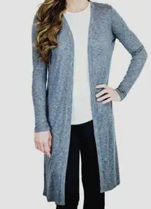 Camino Wrap Cardigan Heathered Grey Long Duster Open Back Backless Cardi