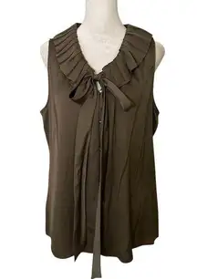 Antonio Melani gray / taupe silk button front sleeveless top size L