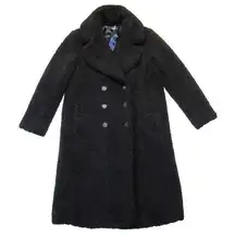 NWT J.Crew Double-breasted Teddy Sherpa Topcoat in Black Plush Coat SP S Petite