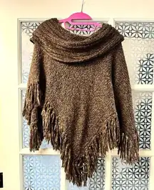 Nine West brown sweater turtleneck shawl poncho large