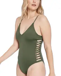 Shade & Shore Olive Green Women's One-Piece Swimsuit  large