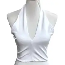 ZARA  Multi Wear Halter Vneck Neck Crop Top White Size Large