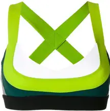 NO KA' OI Strappy Colorblock Green White Sports Bra Womens 00