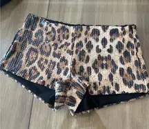 Edikted Sequin Cheetah Print Micro Shorts