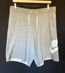 Nike cutoff fleece shorts gray drawstring waist pockets women's L cotton blend