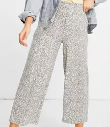 Abercrombie & Fitch Pull On Wide Leg Pants Linen Floral Women’s Size Medium