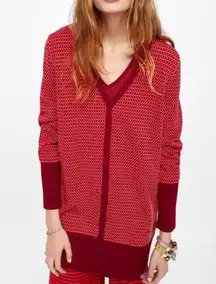 Knit Geometric Print Long Line Cardigan Woman Small