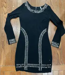 Black Embellished Top with Silver Accents