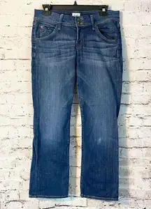 Hudson Womens Straight Leg Medium Dark Wash Jeans Flap Pocket Distressed Size 28