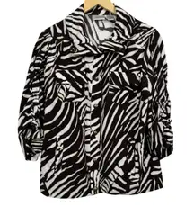 Zenergy by Chico's NEEMA Cool Zebra Zazu Black White Zip Front Jacket Size M