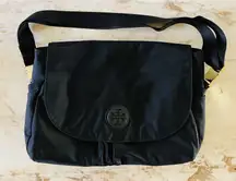 TORY BURCH Solid Black Nylon Large Messenger Bag