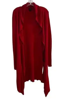 Worthington Women's Red Handkerchief Hem Cardigan Sweater Size S