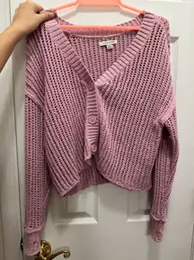 Pink Crochet Knit Sweater