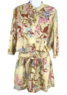 ✨POUPETTE ST BARTH SHORT SZ MEDIUM JUMPSUIT FELICIA BUTTONED YELLOW JUNGLE✨