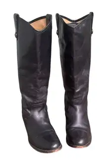 FRYE MELISSA BUTTON 2 Black leather High Boots 9.5