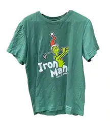LIFE is Good women's medium green Grinch T-shirt, Iron Man