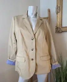 LL Bean Blazer Womens Large Kahki Canvas Lined Barn Riding Jacket‎
