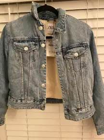 ZARA Faux Fur Lined Jean Jacket