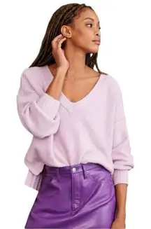 Anthropologie Pilcro Oversized Deep V-Neck Sweater Lilac Lavender Purple XXS‎
