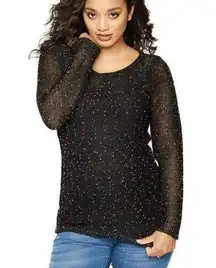 A Pea in The Pod Women's Black Glitter Bead Sweater Size Small