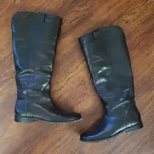 Frye Black Chic Feminine Edgy Streetwear Retro Leather Knee-High Boots Size 7.5