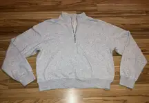 FABLETICS‎ Shirt Womens Gray 1/4 Zip Cropped Sweater Knit Top XL