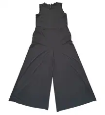 Banana Republic Black Sleeveless Wide Leg Knit Jumpsuit Palazzo Pockets Size 4‎