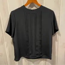 Cute vintage 90’s silky pleated front flowy short sleeve blouse classy occasion