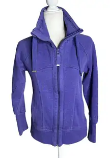 Mondetta Athletic Zip Up Jacket Sweatshirt Small Purple Pockets Thumb Holes