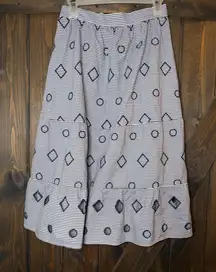 Madewell Embroidered Striped Midi A line Skirt