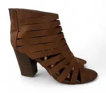 Carlos Santana Polly Suede Cutout Peep Toe Ankle Booties Heel Women Size 8M Zip